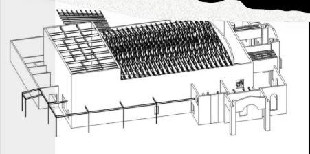 Structural model of the Fine Arts Center steel framing